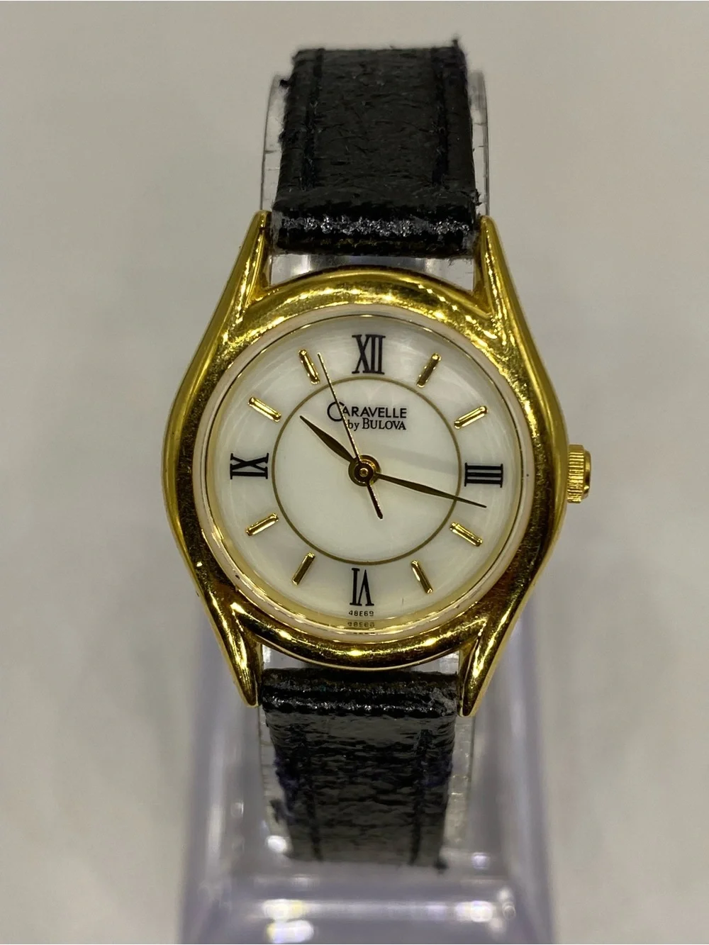 Caravelle ^^^  Gold-Tone Watch /  Black Strap * Luxury ***